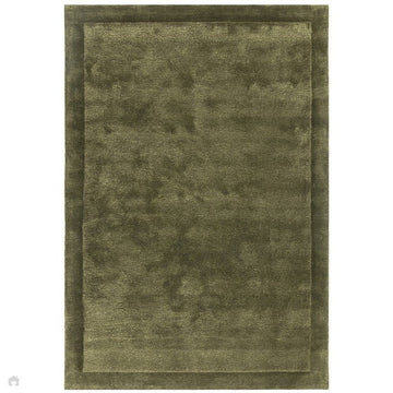 Rise Modern Plain Hi-Low Border Tonal Shimmer Hand-Carved High-Density Heavyweight Wool & Viscose Blend Olive Rug-Asiatic Carpets-Rug Love - The Most Loved Rug Store